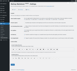 Page screenshot: Settings → Markup Markdown