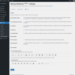 Page screenshot: Settings → Markup Markdown