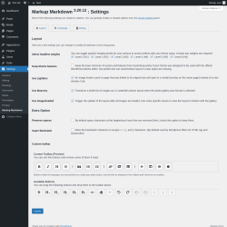 Page screenshot: Settings → Markup Markdown