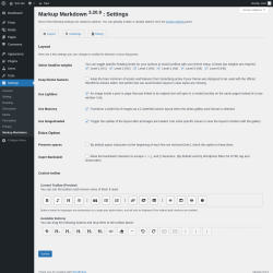 Page screenshot: Settings → Markup Markdown