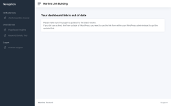 Page screenshot: Dashboard → Martins link building