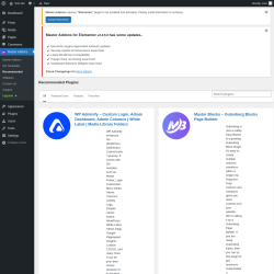 Page screenshot: Master Addons &rarr; Recommended