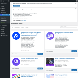 Page screenshot: Master Addons &rarr; Recommended