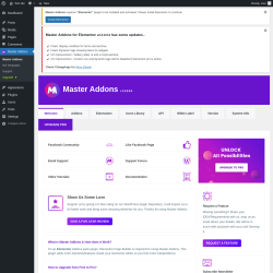 Page screenshot: Master Addons