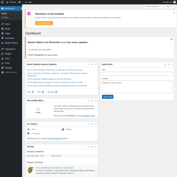 Page screenshot: Dashboard &lsaquo; Test site &mdash; WordPress