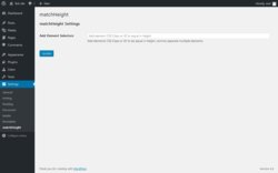 Page screenshot: Settings &rarr; matchHeight