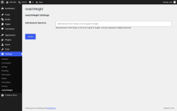 Page screenshot: Settings &rarr; matchHeight
