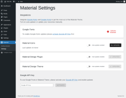 Page screenshot: Material → Settings