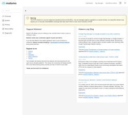 Page screenshot: Matomo Analytics &rarr; Settings &rarr; Matomo Admin 