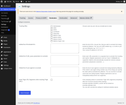 Page screenshot: Matomo Analytics &rarr; Settings &rarr; Exclusions