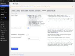 Page screenshot: Matomo Analytics &rarr; Settings &rarr; Advanced