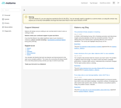 Page screenshot: Matomo Analytics &rarr; Settings &rarr; Matomo Admin 