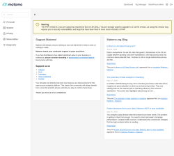 Page screenshot: Matomo Analytics &rarr; Settings &rarr; Matomo Admin 