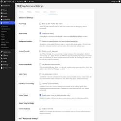 Page screenshot: Sermons &rarr; Settings &rarr; Advanced