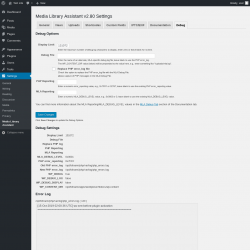 Page screenshot: Settings &rarr; Media Library Assistant &rarr; Debug