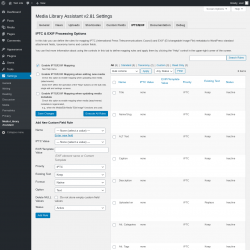 Page screenshot: Settings &rarr; Media Library Assistant &rarr; IPTC/EXIF