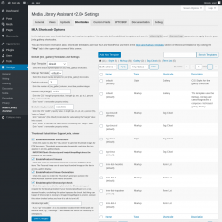 Page screenshot: Settings &rarr; Media Library Assistant &rarr; Shortcodes