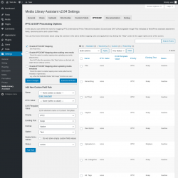 Page screenshot: Settings &rarr; Media Library Assistant &rarr; IPTC/EXIF