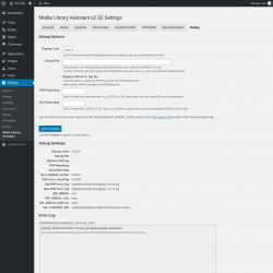 Page screenshot: Settings &rarr; Media Library Assistant &rarr; Debug