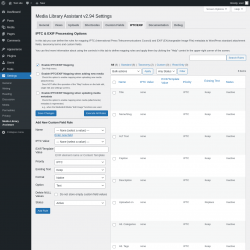 Page screenshot: Settings &rarr; Media Library Assistant &rarr; IPTC/EXIF