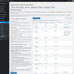Page screenshot: Settings &rarr; Media Library Assistant &rarr; Shortcodes