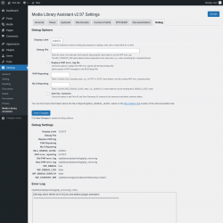 Page screenshot: Settings &rarr; Media Library Assistant &rarr; Debug