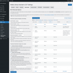 Page screenshot: Settings &rarr; Media Library Assistant &rarr; Shortcodes