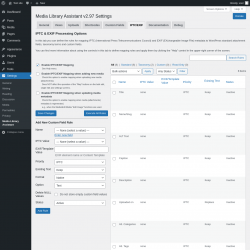 Page screenshot: Settings &rarr; Media Library Assistant &rarr; IPTC/EXIF