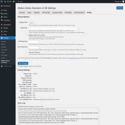 Page screenshot: Settings &rarr; Media Library Assistant &rarr; Debug