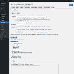 Page screenshot: Settings &rarr; Media Library Assistant &rarr; Debug