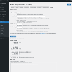 Page screenshot: Settings &rarr; Media Library Assistant &rarr; Debug