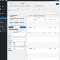 Page screenshot: Settings &rarr; Media Library Assistant &rarr; IPTC/EXIF