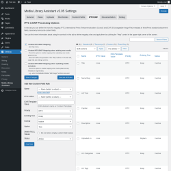 Page screenshot: Settings &rarr; Media Library Assistant &rarr; IPTC/EXIF
