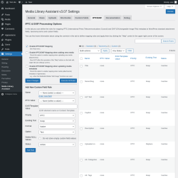 Page screenshot: Settings &rarr; Media Library Assistant &rarr; IPTC/EXIF
