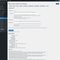 Page screenshot: Settings &rarr; Media Library Assistant &rarr; Debug