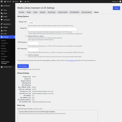 Page screenshot: Settings &rarr; Media Library Assistant &rarr; Debug