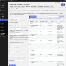 Page screenshot: Settings &rarr; Media Library Assistant &rarr; Shortcodes