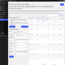 Page screenshot: Settings &rarr; Media Library Assistant &rarr; IPTC/EXIF/WP