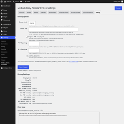 Page screenshot: Settings &rarr; Media Library Assistant &rarr; Debug
