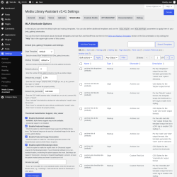 Page screenshot: Settings &rarr; Media Library Assistant &rarr; Shortcodes