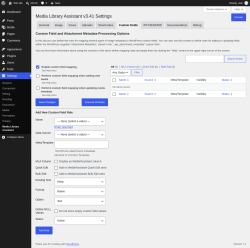 Page screenshot: Settings &rarr; Media Library Assistant &rarr; Custom Fields