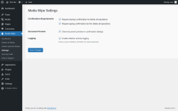 Page screenshot: Media Wipe → Settings