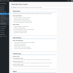 Page screenshot: Media Wipe → Help & Support
