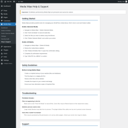 Page screenshot: Media Wipe → Help & Support