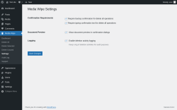 Page screenshot: Media Wipe → Settings