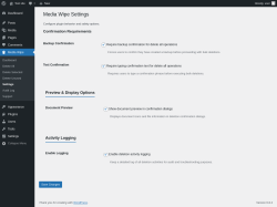 Page screenshot: Media Wipe → Settings