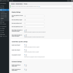 Page screenshot: MediaPress → Settings → Theming