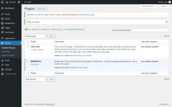 Page screenshot: Plugins ‹ Test site — WordPress
