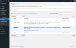 Page screenshot: Plugins ‹ Test site — WordPress