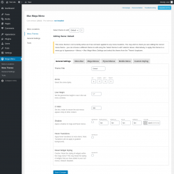 Page screenshot: Mega Menu &rarr; Menu Themes